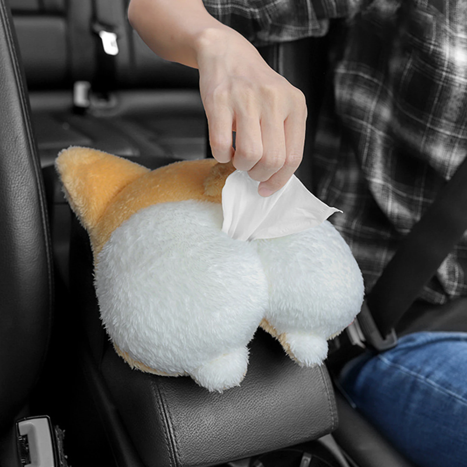 Cartoon Creative Corgi Ass Tissue Box Soft Paper Napkin Case Cute Animals Car Paper Boxes Lovely Napkin Holder for Car Seat