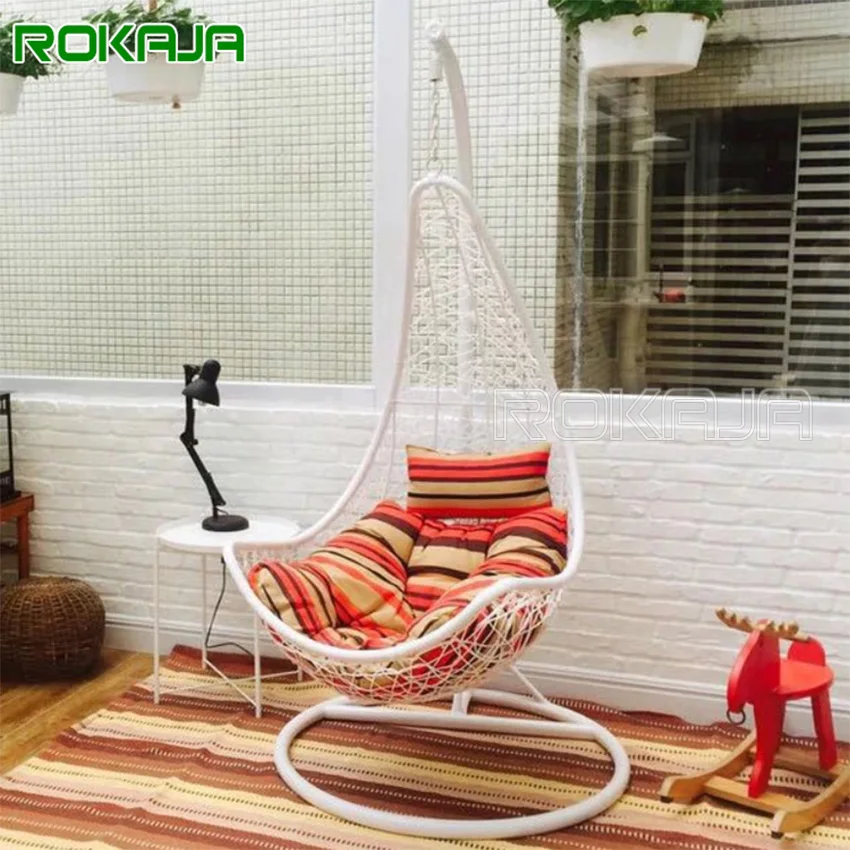 Iron Cradle Bird's Nest Balcony Rattan Chair Indoor Hanging Basket Rocking Chairs