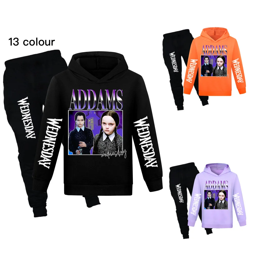 

Wednesday Addams Fall Clothes Fashion Children's Clothing Boys Hooded Tops Sweatshirts Cartoon Kids Hoodies for Teen Girls