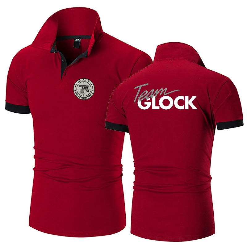 Glock Perfection Shooting Printed Summer Men's New Solid Color Polo Shirt High Quality Short Sleeve Fashion Stand Collar T-Shirt images - 6