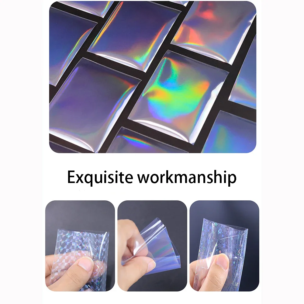 

60 PCS 66x91mm Holographic Transparent Card Sleeves Rainbow Foil Flash Card Protecter for MTG/PKM/YGO Cards Kpop Cards