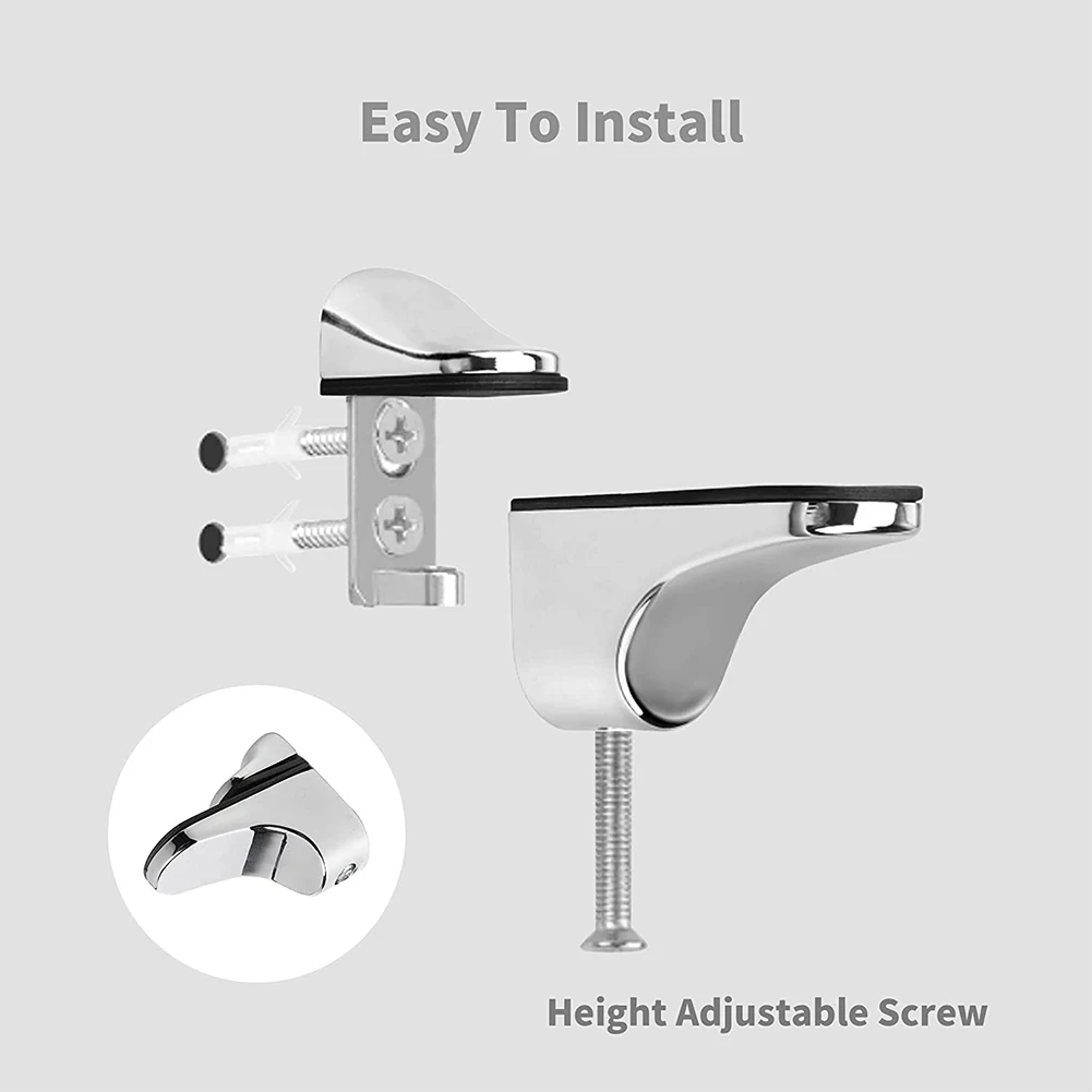 

4Pcs Glass Clamps Adjustable Zinc-Alloy 55x24mmGlass Clip Holder Flat Back Mount Holder For Partition Board Desk Accessories