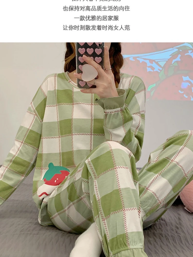 1 2023 ms long sleeve pajamas comfortable women pajamas suits printed cotton spring girl style clothes household to take