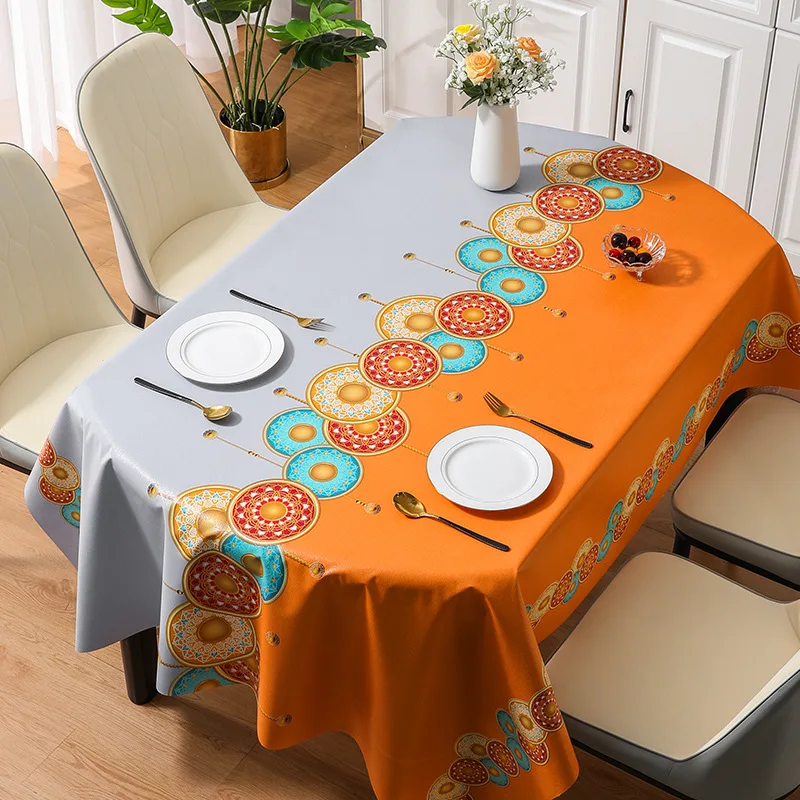

European luxury PVC tablecloth oilproof waterproof oval table cloth custom square table mat protector cover