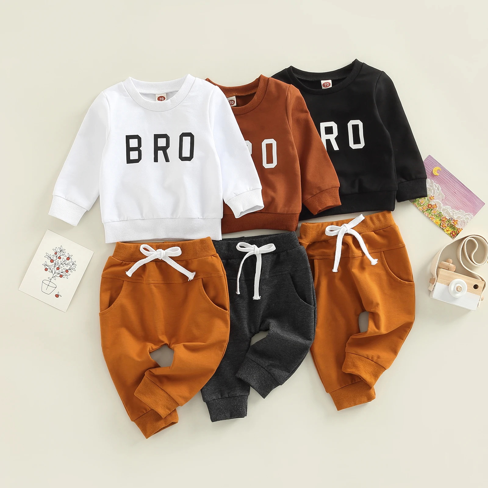 

Toddler Baby Boys Fall Outfit Letter Print Long Sleeve Sweatshirt Tops and Casual Stretch Pants Set