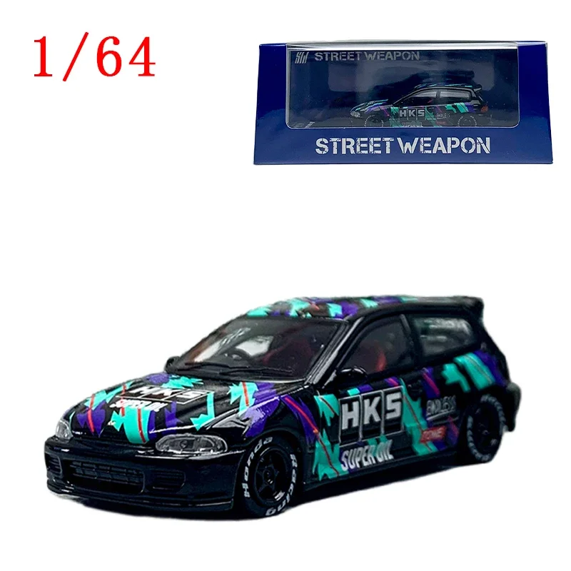 Литая под давлением модель автомобиля 1/64 Honda Civic EG6 HKS Car ModeI Sports Play Vehicles Original Box
