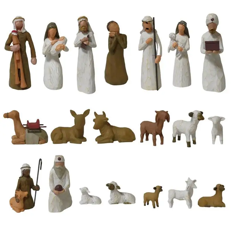 

Christmas Manger Group Ornaments Religion Jesus Was Born Christmas Gifts Resin Crafts Christmas Decoration Holiday Gift 20PCS