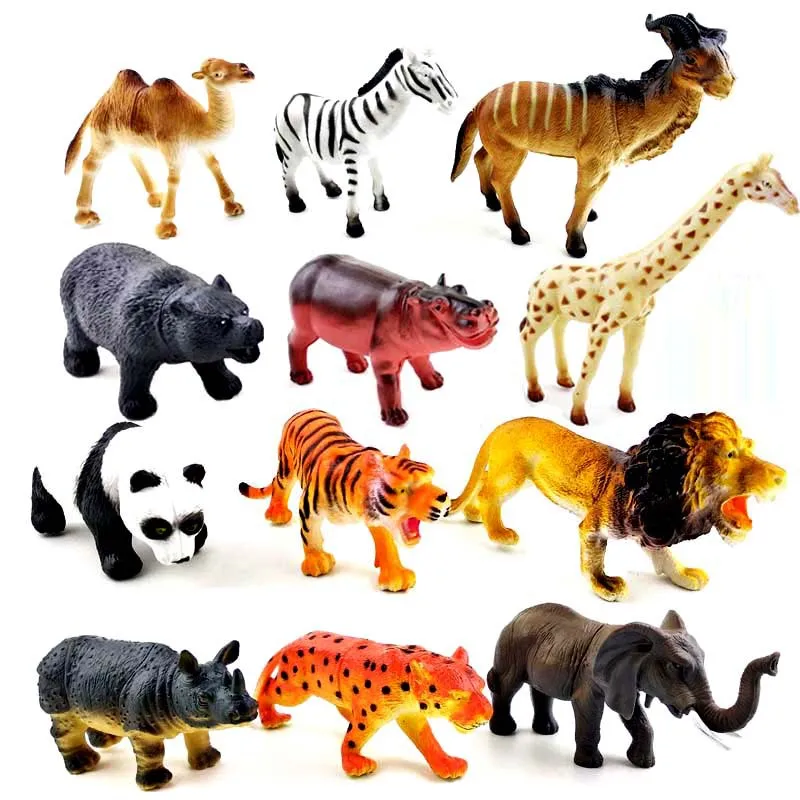 

12 шт., фигурка Африканского дикого льва, тигр, слоны