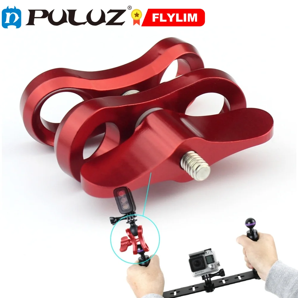 

Шаровой Зажим PULUZ с закрытым отверстием, кронштейн для камеры для дайвинга, алюминиевый пружинный зажим для фонарика, система для подводной ...