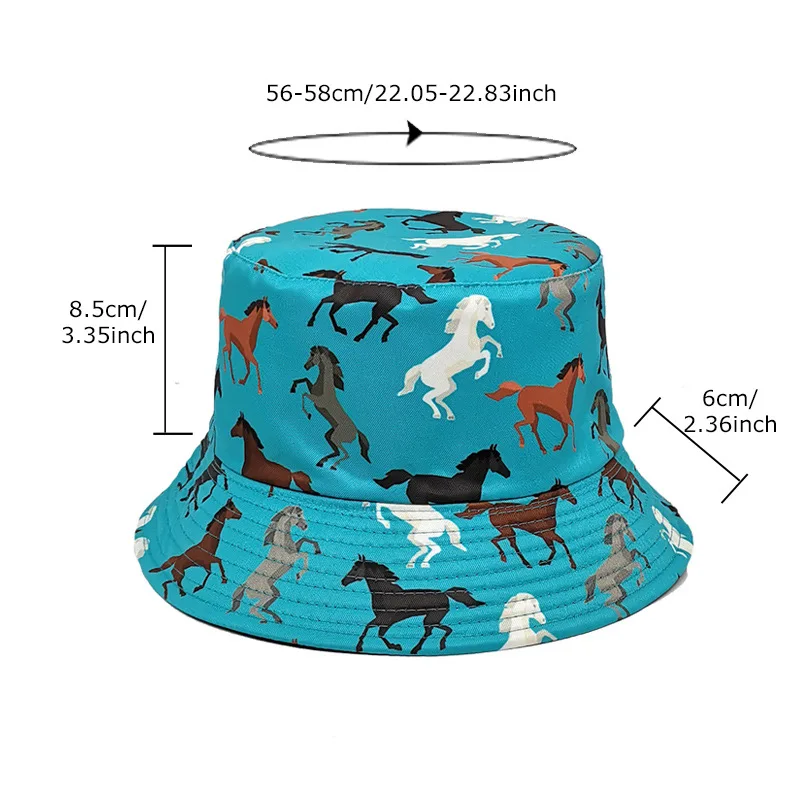 Модная мультяшная шляпа рыбака с принтом лошади для мужчин Уличная дорожная