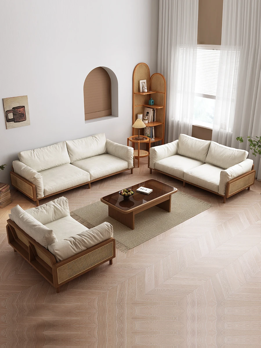 

Скандинавский японский двухрядный прямой тканевый художественный диван из массива дерева для гостиной простая современная маленькая квартира