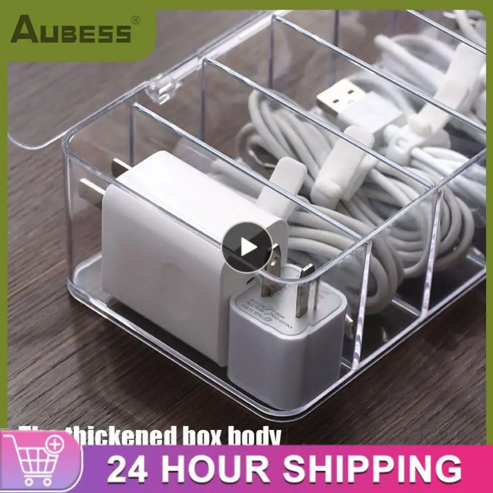 

Portable Dustproof Storage Box Hub 8 Cells Desktop Data Cable Storage Case Material Charging Cable Power Cord Buckle Transparent