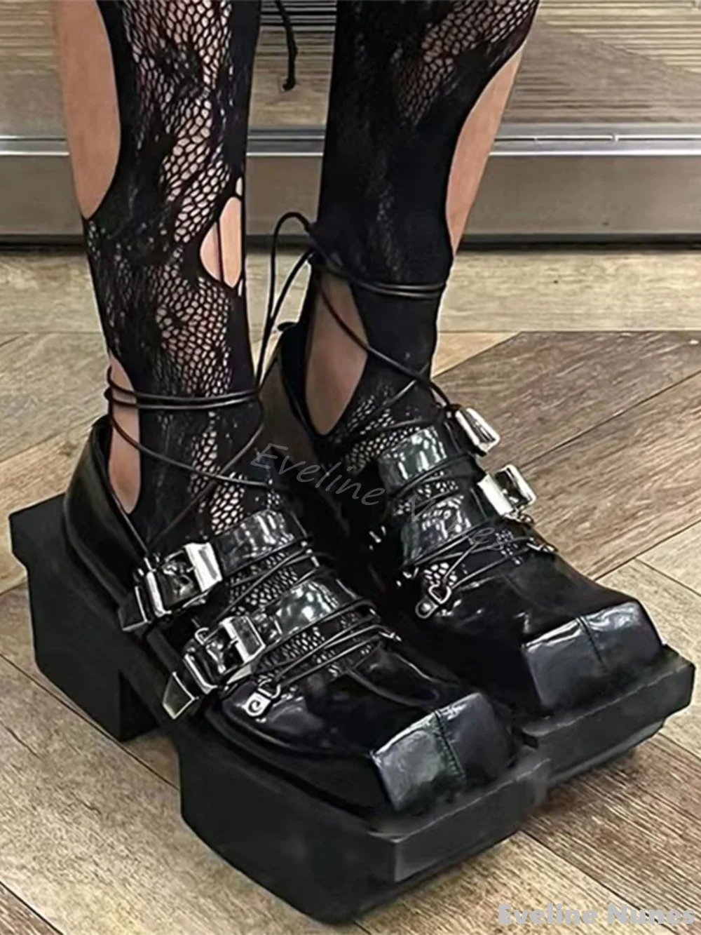 Туфли женские с квадратным носком туфли-лодочки перекрестной шнуровкой ремешок