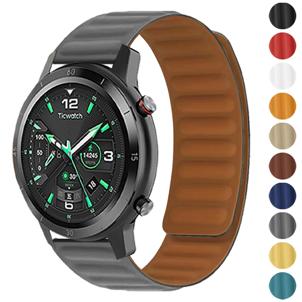 

Магнитный ремешок для TicWatch Band Pro 3 Ultra GPS /GTX/S2/E2/E3/GTH 20 мм 22 мм, силиконовый ремешок для спортивного браслета