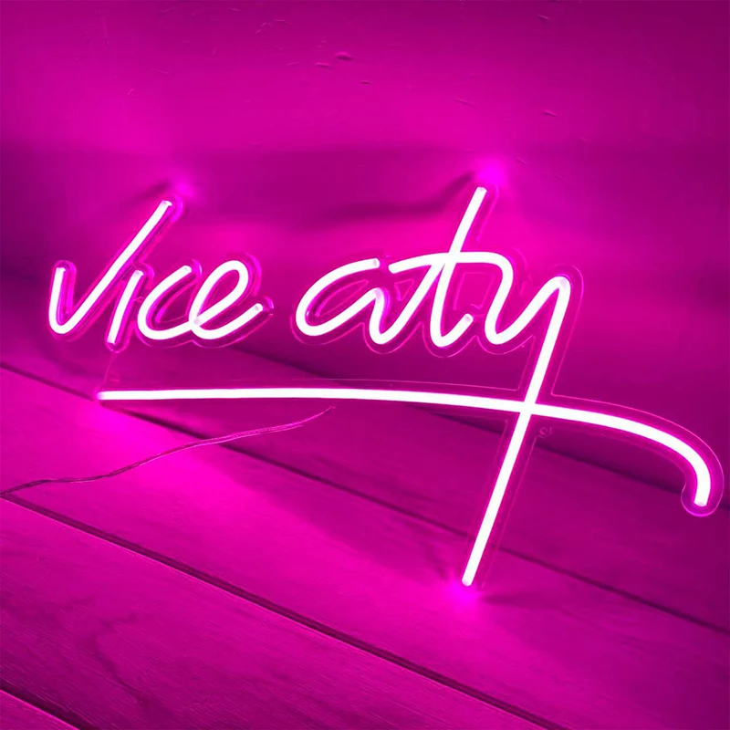Светодиодная неоновая вывеска Вице-город для игровой комнаты Настенный декор 45