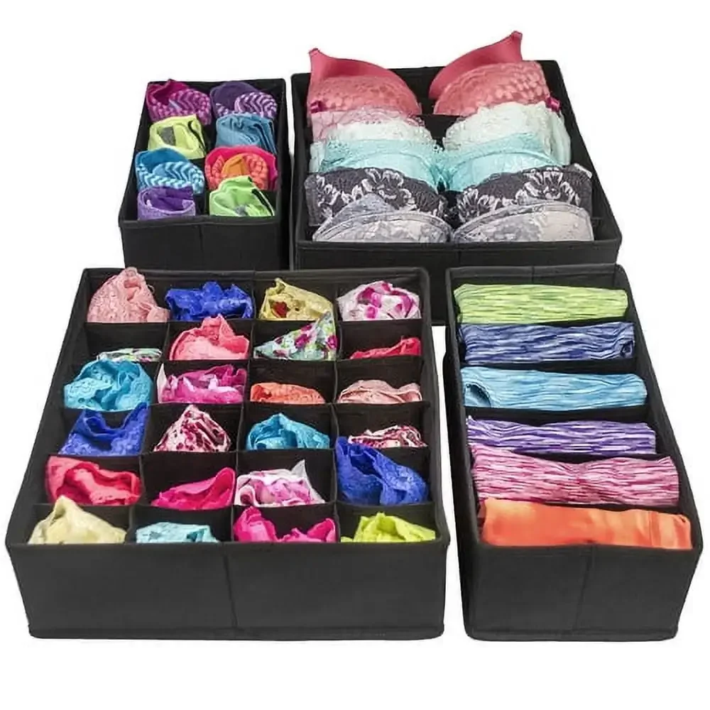 

Free Shipping Set of 4 Foldable Drawer Dividers, Storage Boxes, Closet Organizers, Under Bed Organizer, for Clothing,Socks and T
