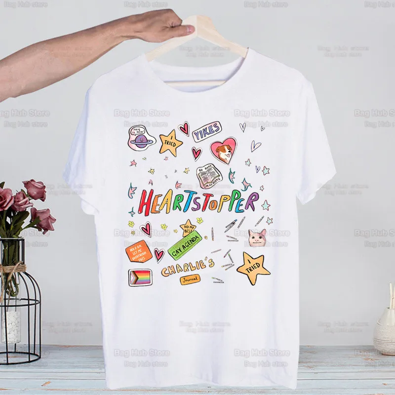 

Heartstopper T-shirts Summer Men/Women Hip Hop Funny Print Nick and Charlie Romance Tv Show t shirts Short Sleeve Tops