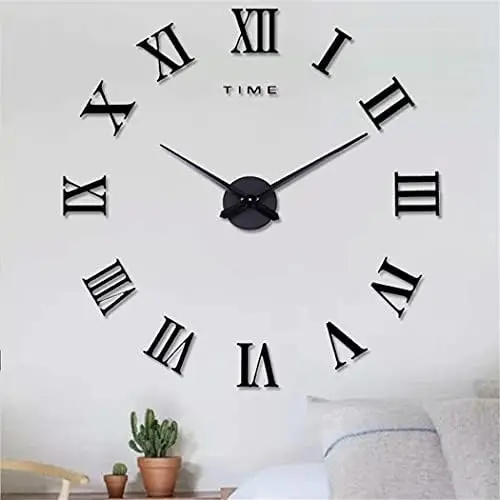 

Reloj de Pared 3D DIY sin marco Números Romanos Reloj Pared Tamaño Grande Silencioso acrílico Reloj moderno Reloj de Etiqueta