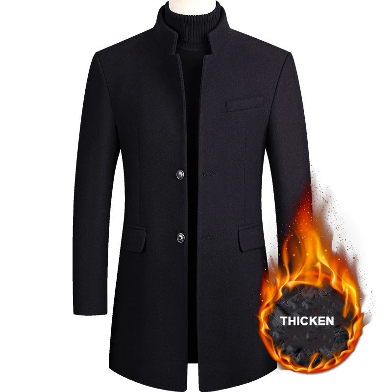 

Winter Jackets Men Wool Blends Coats Solid High Quality Streetwear Thicken Business Woollen Coat Men's Clothing Outerwear AF2811