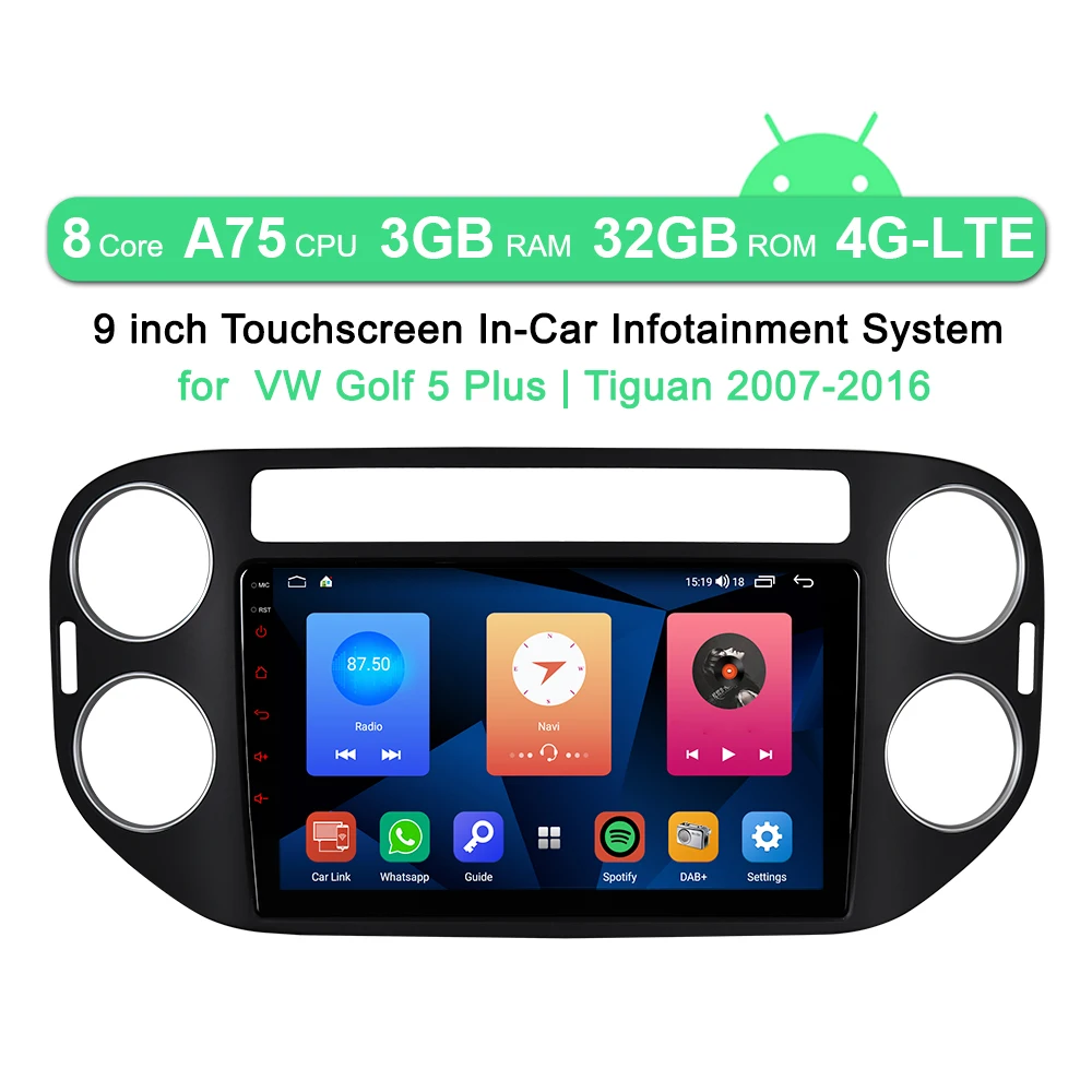 JUNHUA беспроводное CarPlay 9 'ɺndroid 11 автомобильное радио 8 ядер 3 + 32 ГБ 4G-LTE SIM GPS Navi