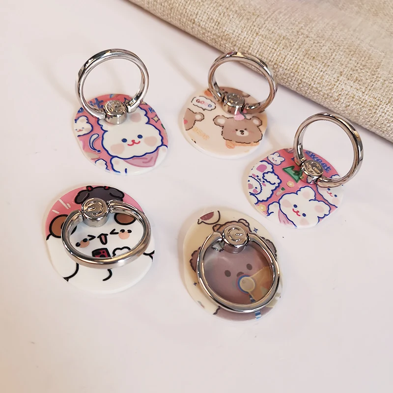 

Mobile Phone Buckle Paste Support Frame Universal Stand Cartoon Finger Ring Cute Bear Rabbit Ring Bracket Personality Pull Ring