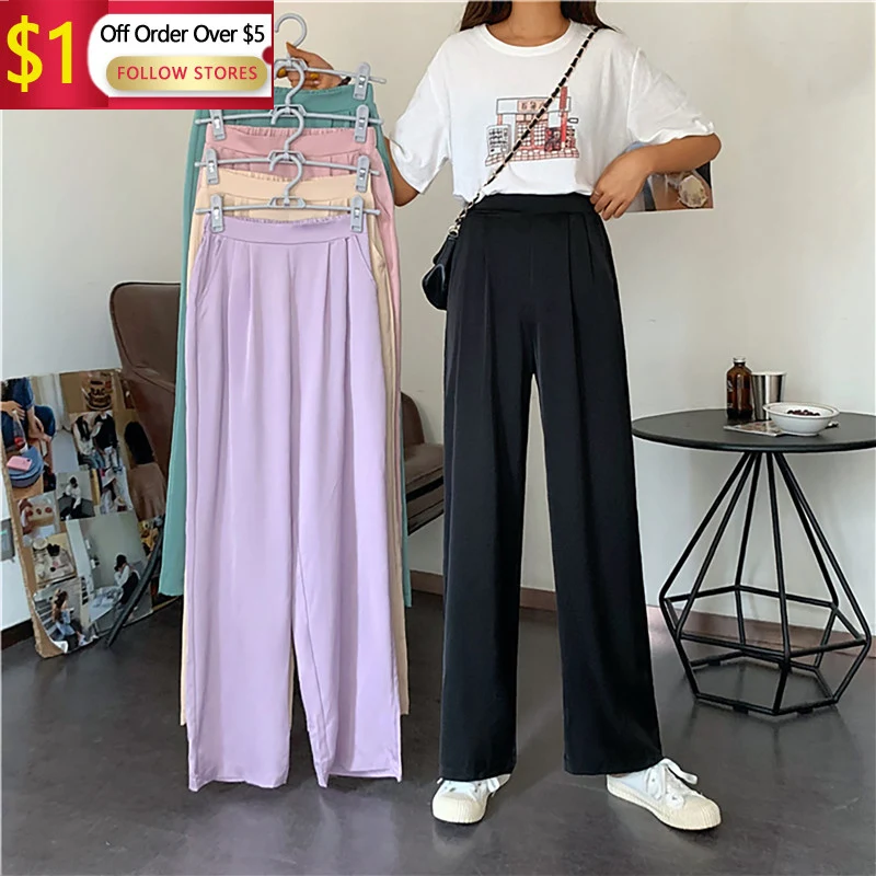 

Korean Version of Straight Tube Loose Fitting Slimming Wei Pants Harun Pants Large Size Women's Plus Size Dark Gray Casual Pants