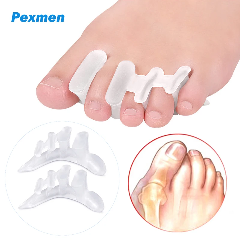 

Pexmen 2Pcs/Pair Gel Toe Separator Hammer Toe Straightener Toe Protector Spacers Bunion Correctors for Men and Women