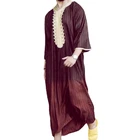 Новинка 2022, мусульманское мужское платье с V-образным вырезом, длинным рукавом, Thobe, Средний Восток, Саудовский, Арабский кафтан, Исламская абайя, Дубайский халат с полосатым узором