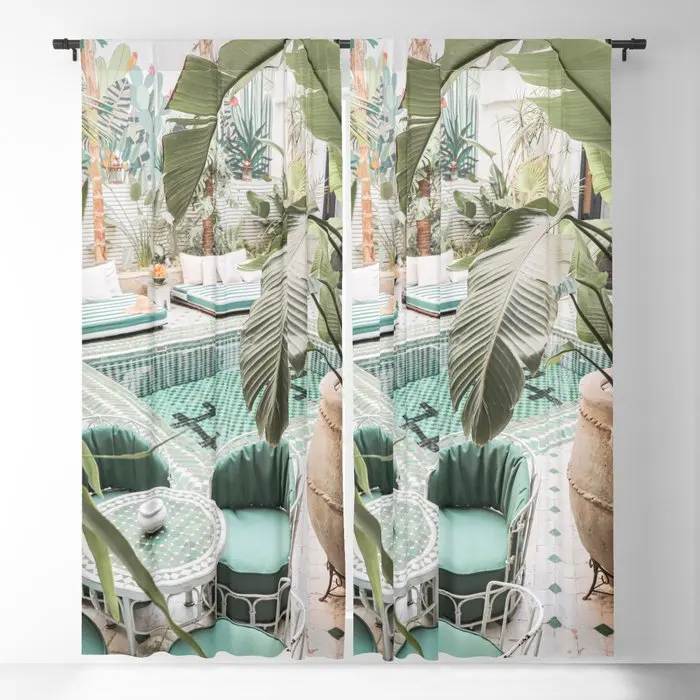 

Тропические листья растений в Марракеше, затемняющие шторы с 3D принтом, оконные шторы для спальни, гостиной, декоративные оконные принадлеж...
