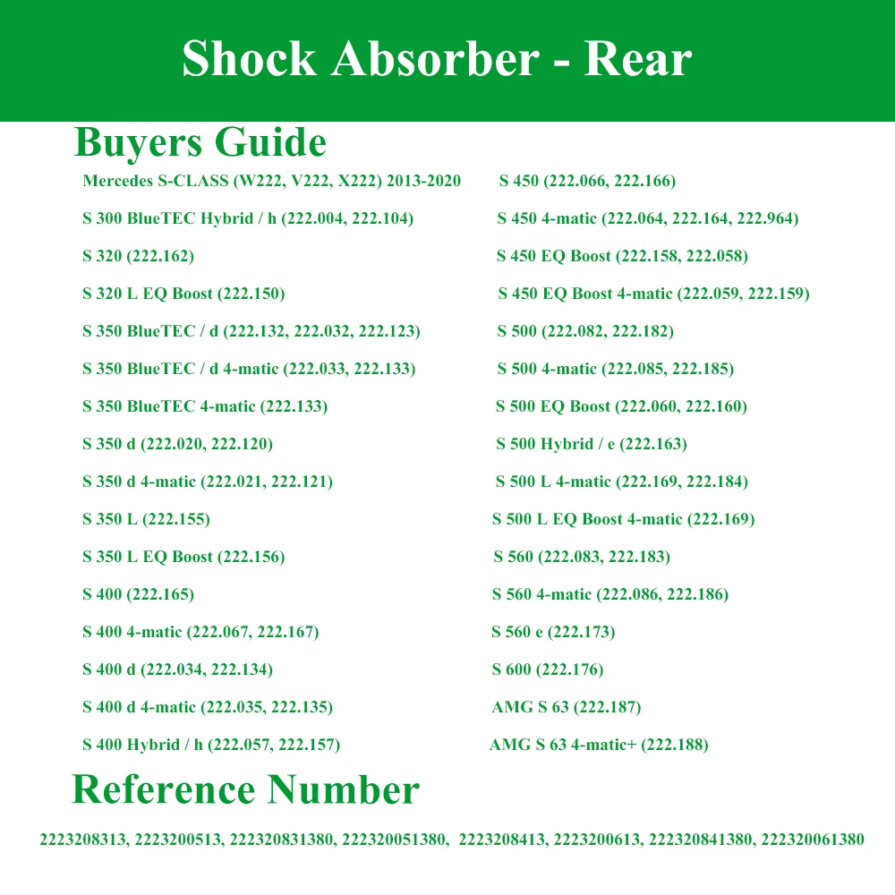 2 шт. передняя левая и правая стойки гидравлического амортизатора для Mercedes Benz W222