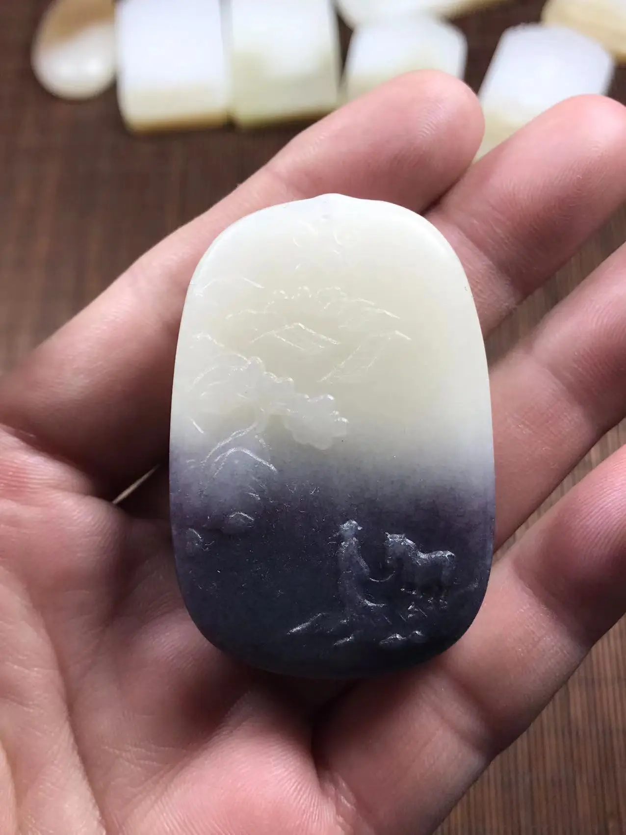 Natural 100% real white purple hetian jade carve landscape pendant necklace jewellery fashion for women men lucky gifts