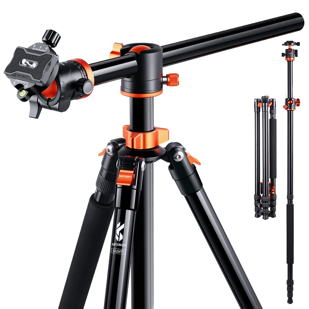 

K&F Concept 94"/2.4m Overhead Camera Tripod Lightweight Travel Tripod 22lbs/10kg Load with Detachable Monopod for Nikon DSLR
