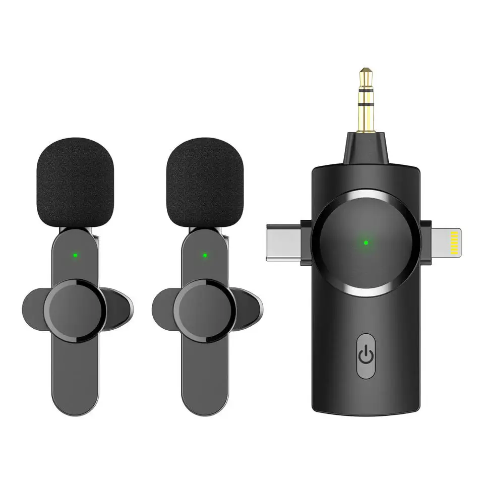 

3 in 1 2.4GHz Wireless Lavalier Microphones Plug & Play Lapel Mic for Video Recording Interview Home Studio