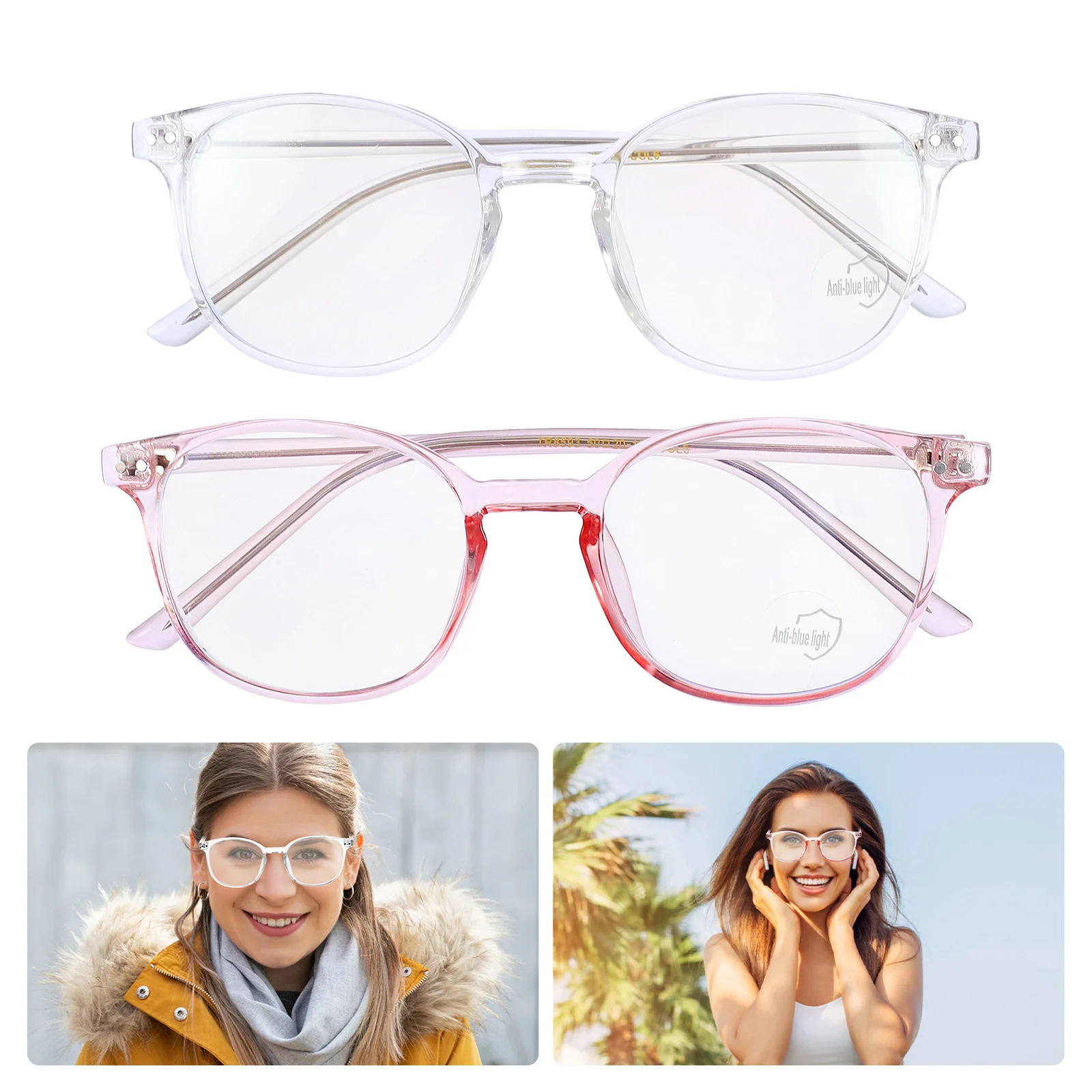 

2Pcs Glasses Computer Blue Light Blocking Gaming Eye Protector Eyewear Eyeglasses Glasses for women