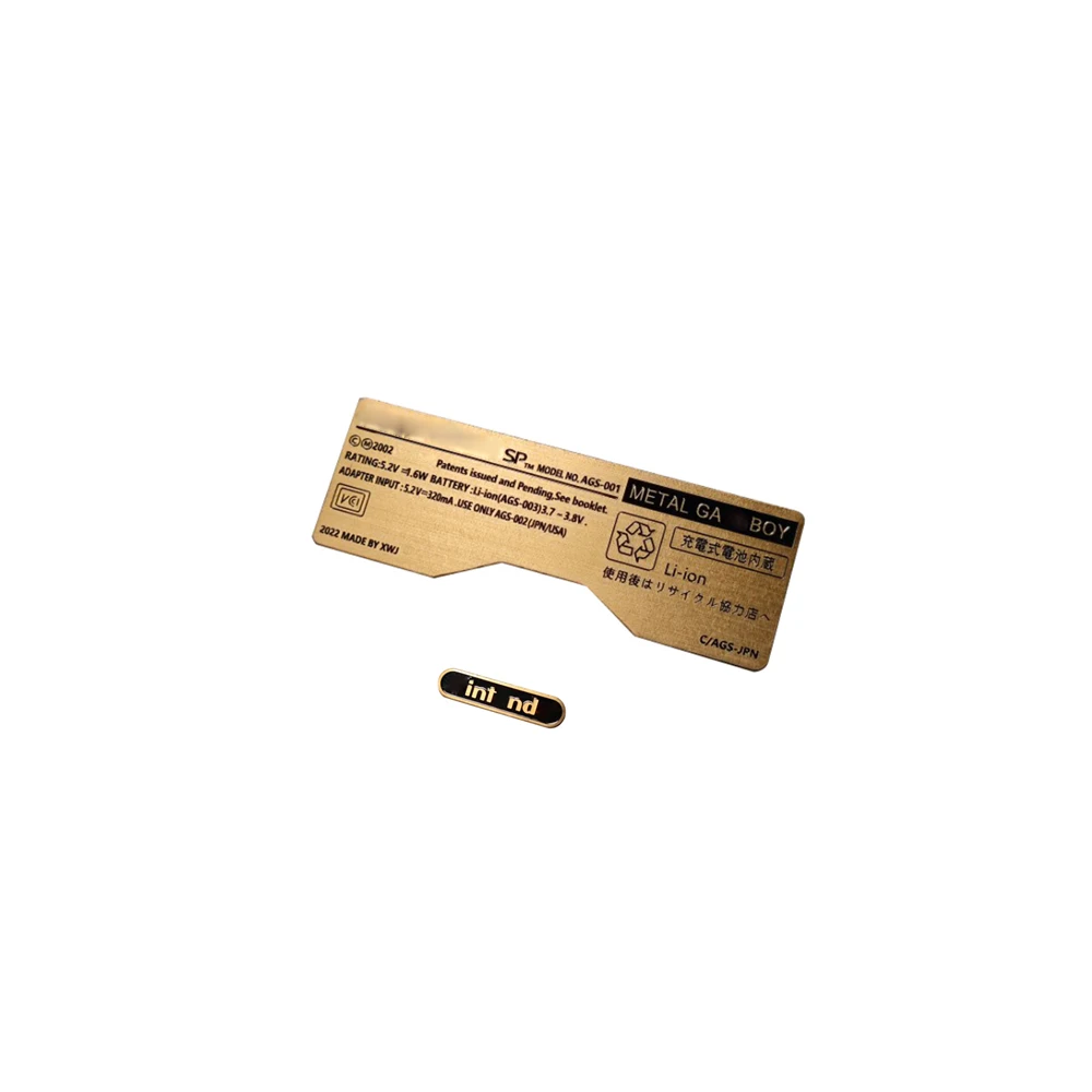 Металлическая медная наклейка для консоли Gameboy advance SP GBA передняя и задняя