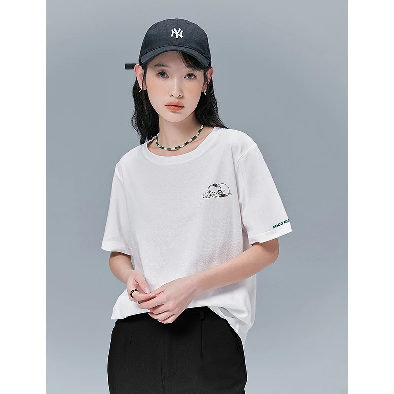 Женская футболка с коротким рукавом и круглым вырезом из чистого хлопка - купить