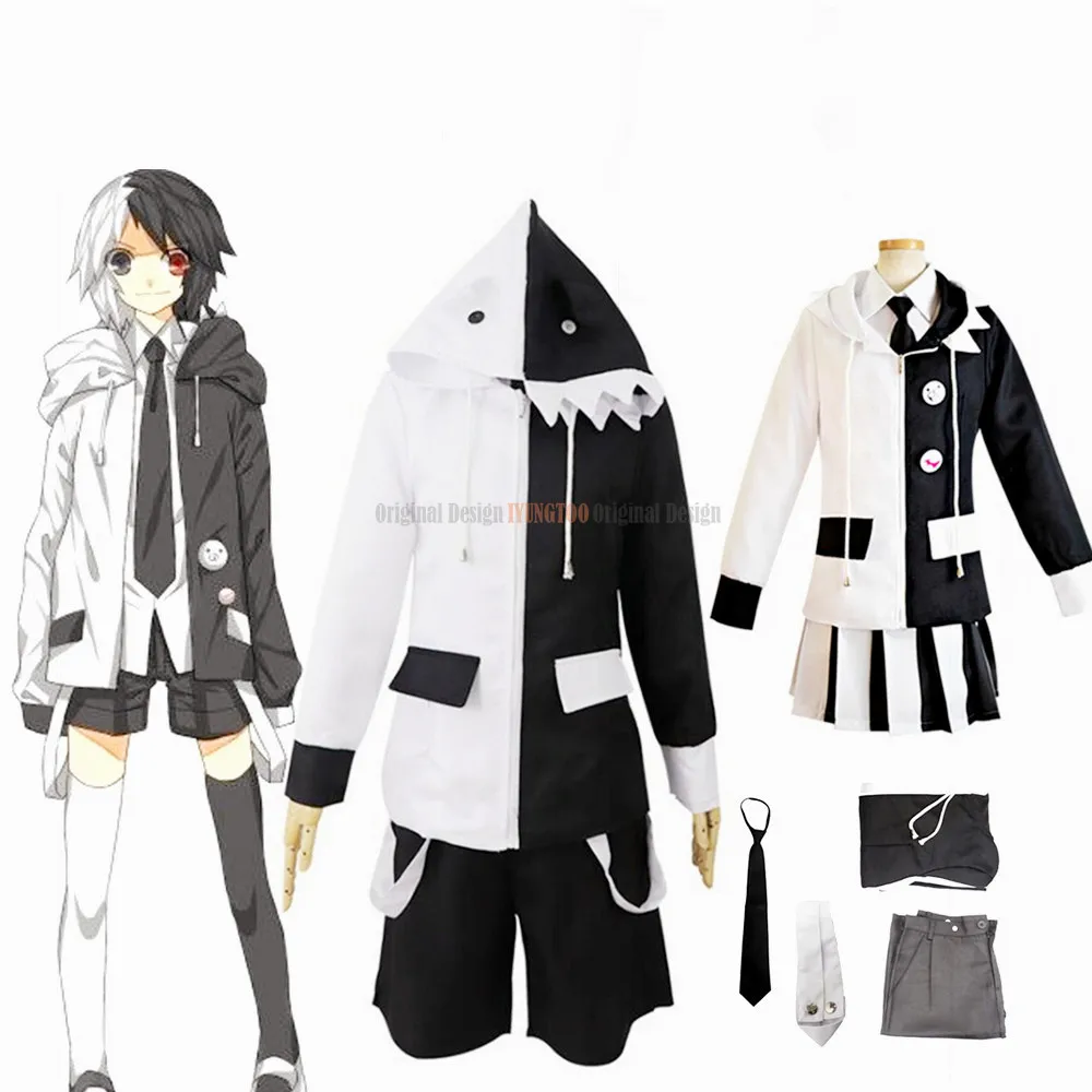 Anime Danganronpa V3 Cosplay Costume Killing Harmony Monokuma Unisex Coat Shirt Skirt Tie Socks Set