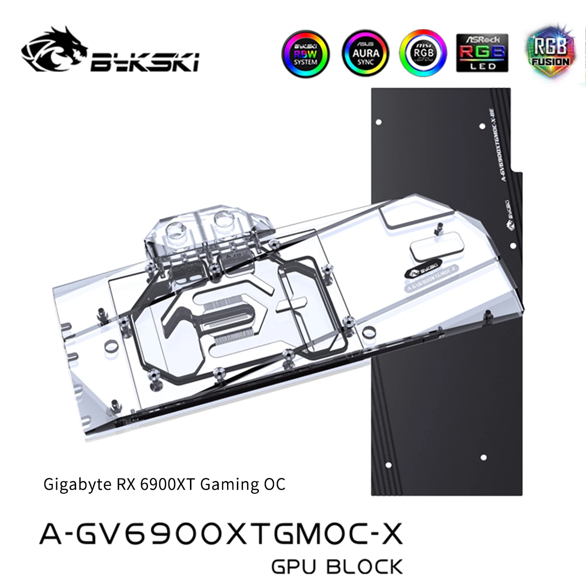 

Bykski GPU Water Block with Backplate for GIGABYTE RX 6900XT Gaming OC VGA Liquid Cooler, 5V/12V RGB SYNC, A-GV6900XTGMOC-X