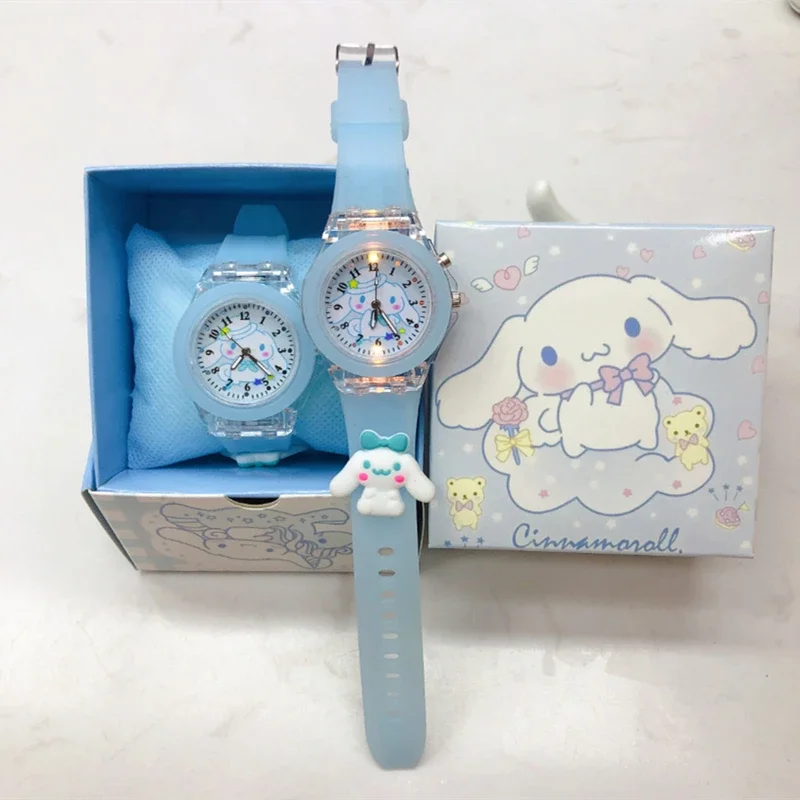 Sanrio Детские светлые часы Kuromi Cinnamoroll mymelody помпон Purin HelloKitty аниме периферийная