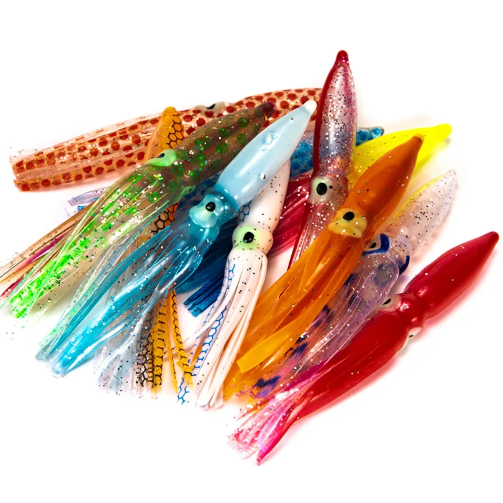 

Hot 10Pcs Soft Lure Squid Skirts 8cm Rubber Artificial Lures Octopus Wobblers Baits
