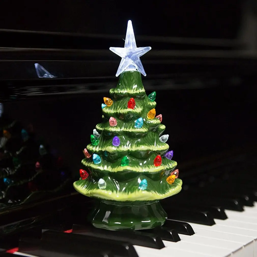 

Christmas Ceramic Tree With Lights-Lighted Vintage Ceramic Tree-Painted Ceramic Tabletop Christmas Tree Holiday Decoration
