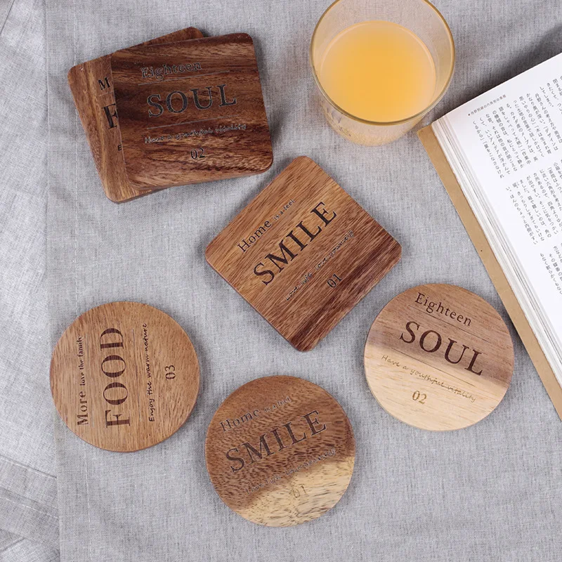 

Natural Acacia Wood Coaster for Coffee Mugs Vintage Drink Tea Cup Holder Anti-Slip Heat Insulation Pads mat Placemats Tableware