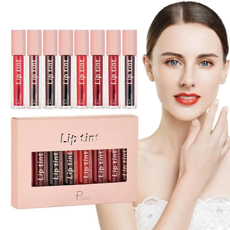 

8PCS Waterproof Water Lip Stain Matte Sexy Long Lasting Non-stick Cup Smudge Proof Liquid Lipstick Makeup For Women Cosmetic