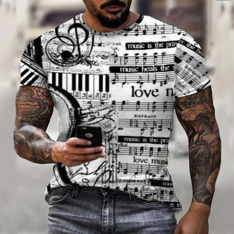 

Pop Music Piano Key Notes T shirts Summer Fashion Harajuku T-Shirt for Men Clothing Streetwear Short Sleeve Tops Tees Camisetas
