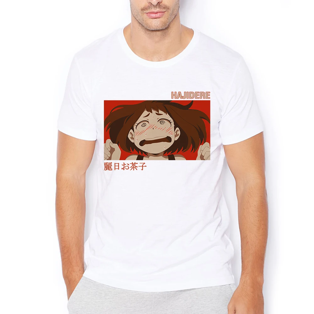 Забавная Мужская футболка с принтом MHA Uravity Uraraka Ochako Hero Академия аниме вайфу повседневная короткая мужская футболка унисекс уличная одежда без наклеек