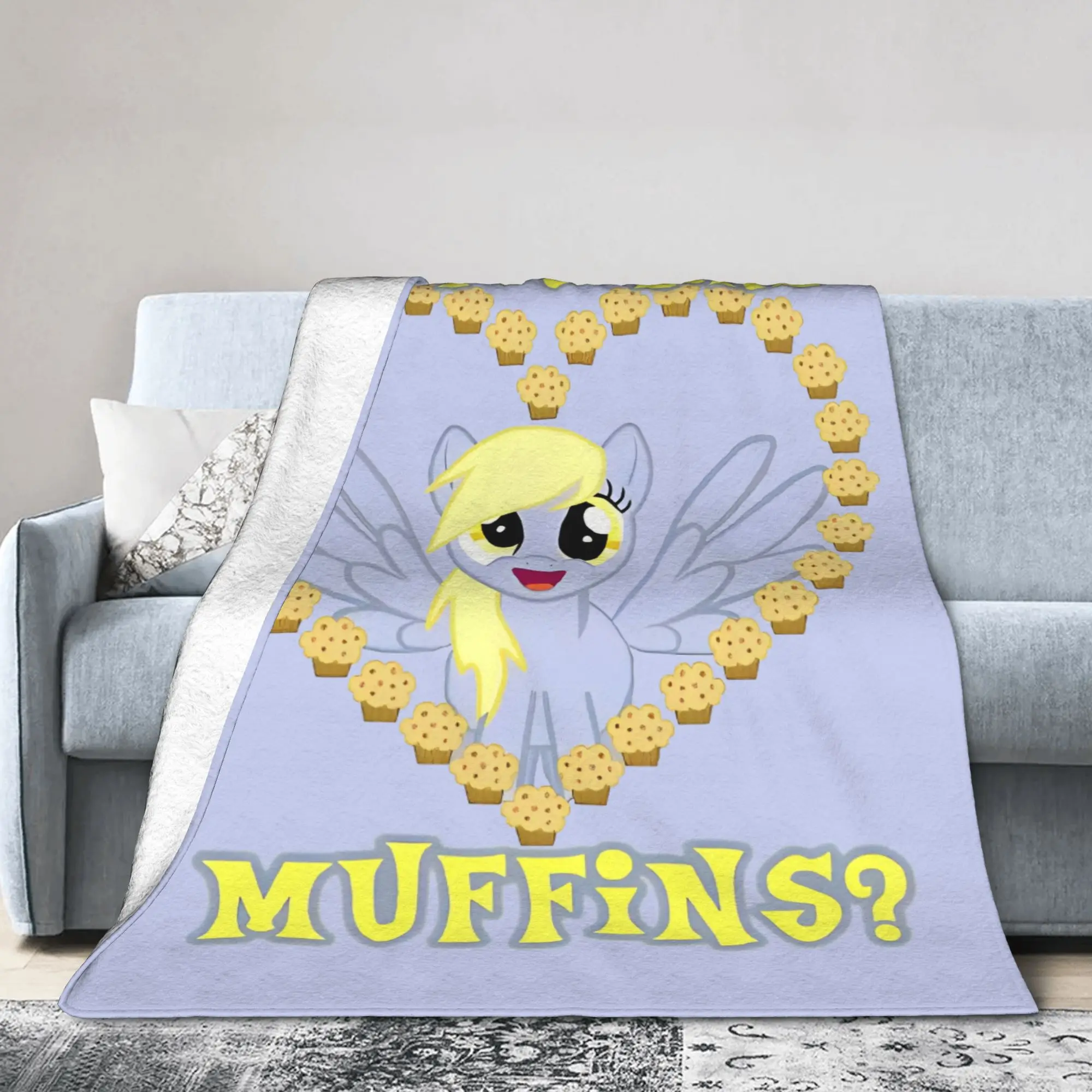 Фото Флисовый плед Derpy Hooves с изображением пони, дышащий, ультрамягкий, для кондиционированных помещений, с надписью 