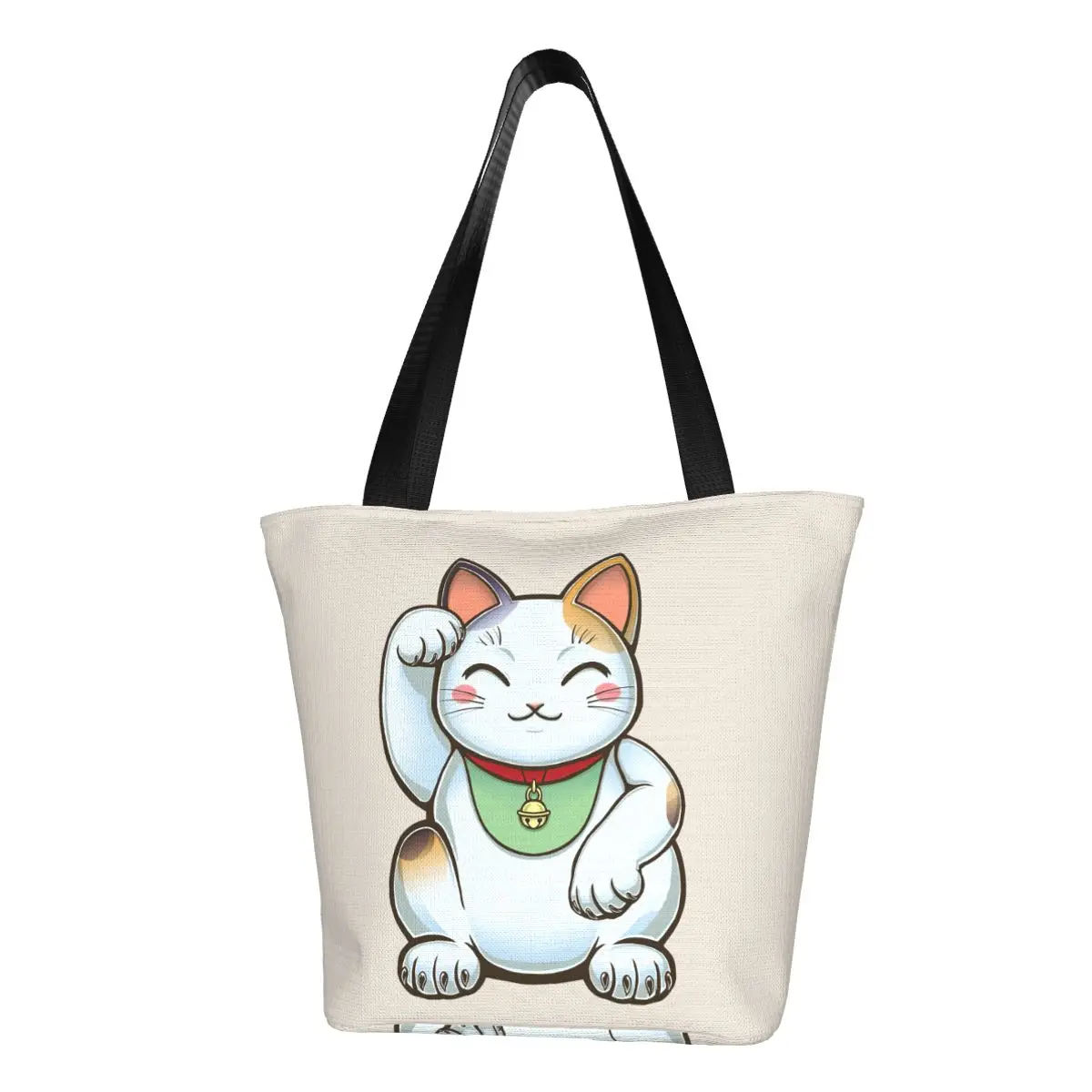 Maneki Neko Tenshu Shopping Bag Aesthetic Cloth Outdoor Handbag Female Fashion Bags