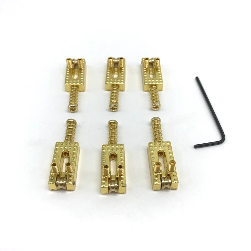 6Pcs Electric Guitar ST Roller Bridge Tremolo Saddles With Wrench For Stratocaster Telecaster Gold