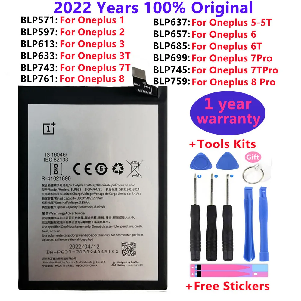 

100% Original Replacement Battery For Oneplus one 1+ For OnePlus 1 2 3 1+3 One Plus 3 3T 5 5T 6 6T 7 7T Pro 7 Plus Batteries