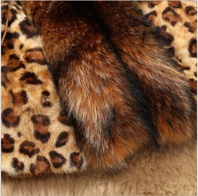 Ladies Leather Fur Coat Fall Winter Women's Faux Rabbit Fur Leopard Fur Women's Coat Plush Loose Furry Coat Faux Fur Coat
